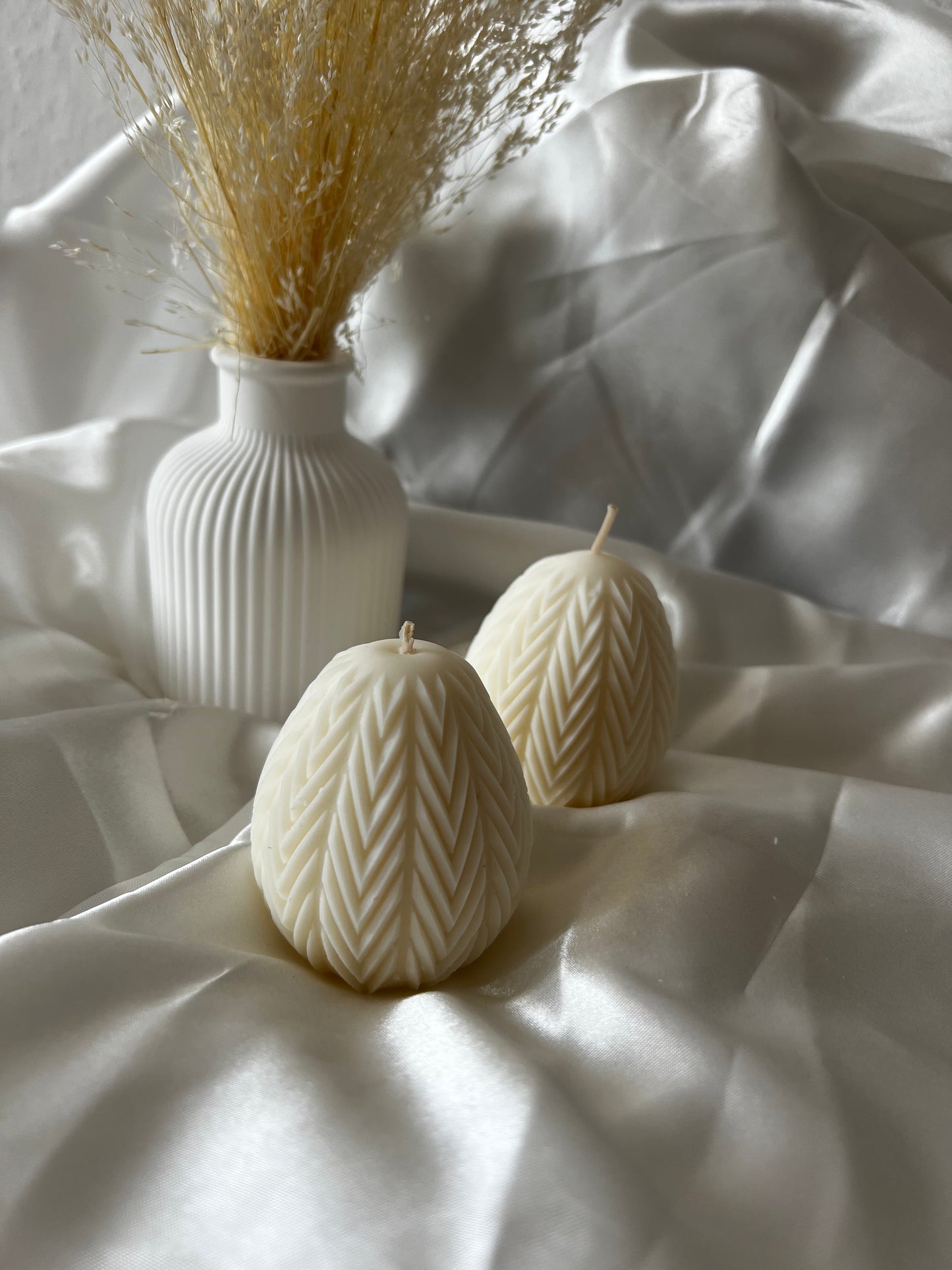 Kerze Ei "Herringebone" Duo